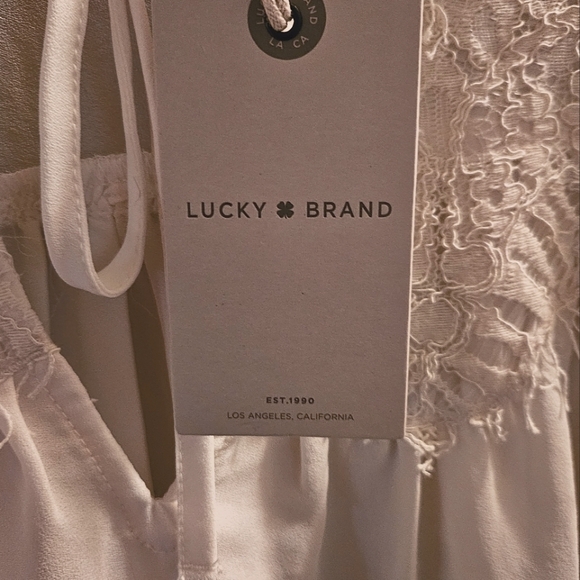 Lucky Brand White Peasant Keyhole Lace Accent Oversized Womens Top Blouse Size S - Picture 6 of 7